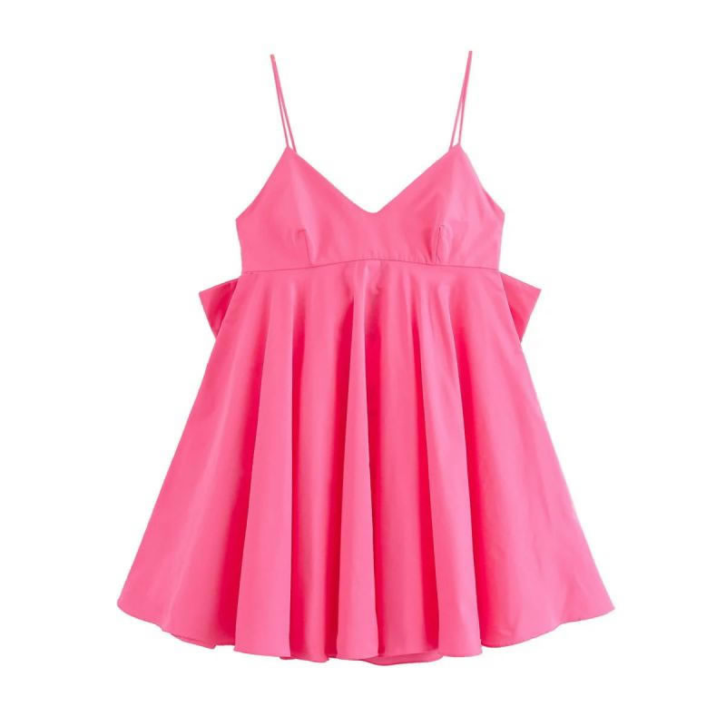 Fashion Pink Polyester Bow Suspender Skirt