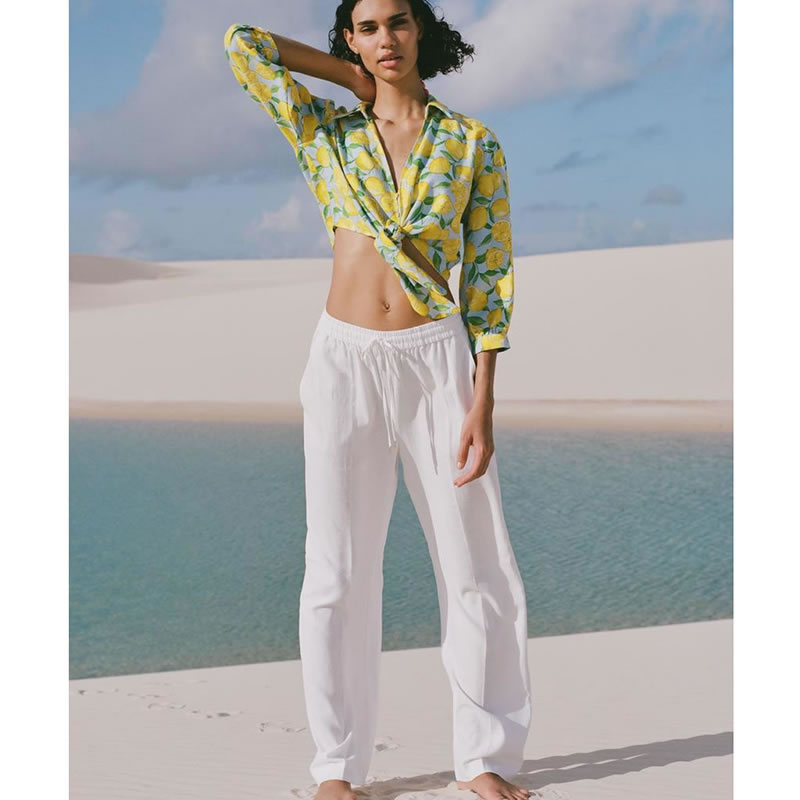 Fashion Yellow Polyester Printed Tie Shirt