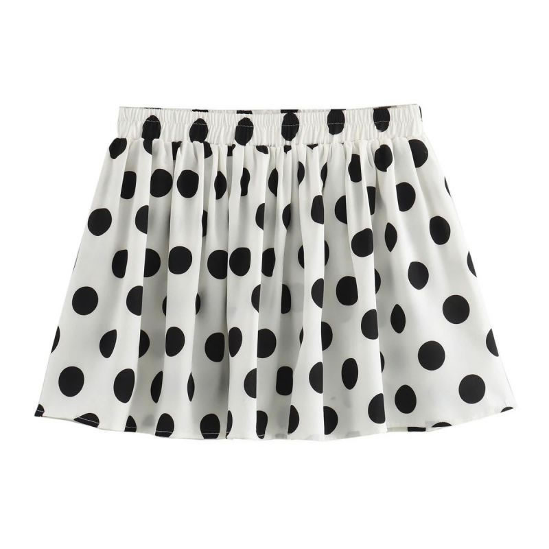 Fashion Black And White Polyester Polka Dot Shorts