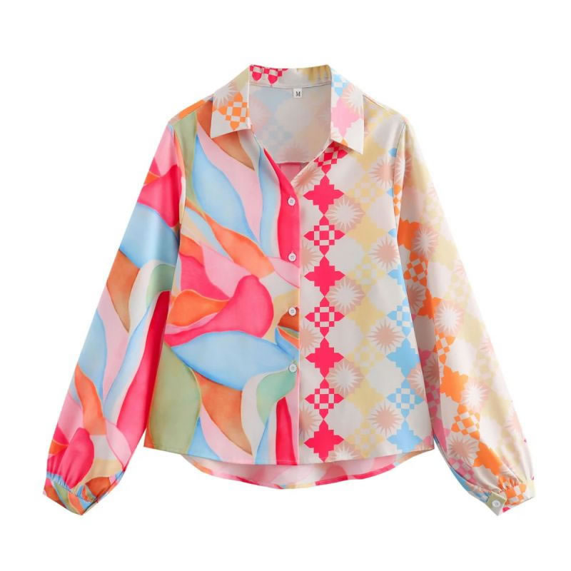 Fashion Color Polyester Printed Long Sleeve Shirt