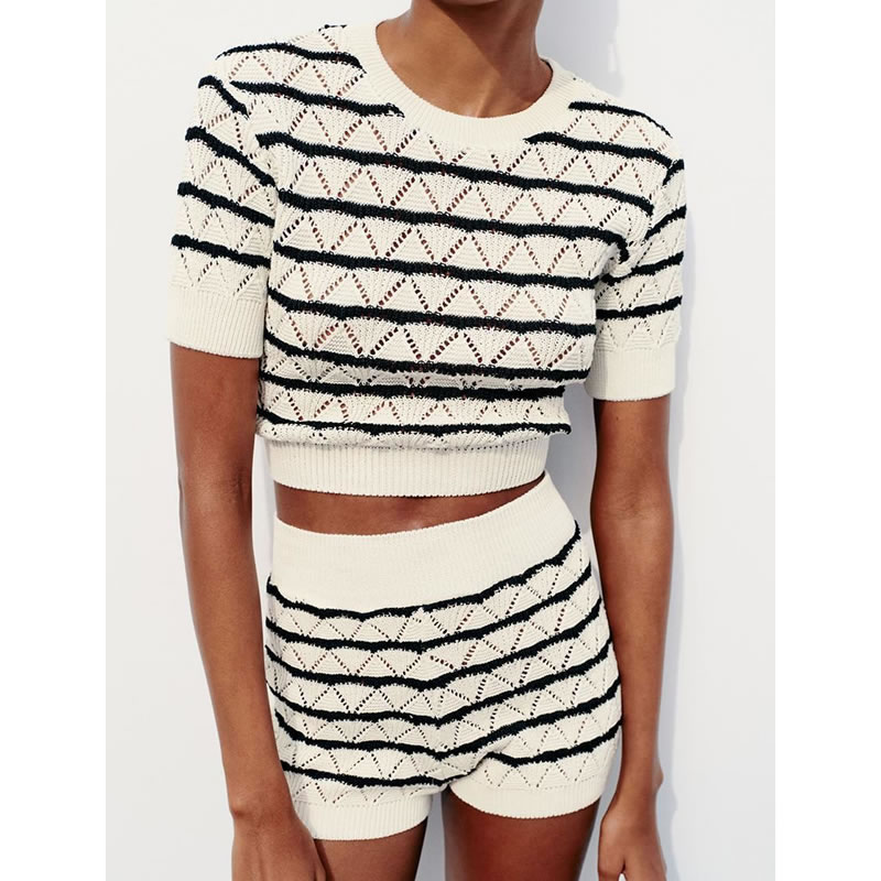 Fashion Stripe Striped Knit Shorts