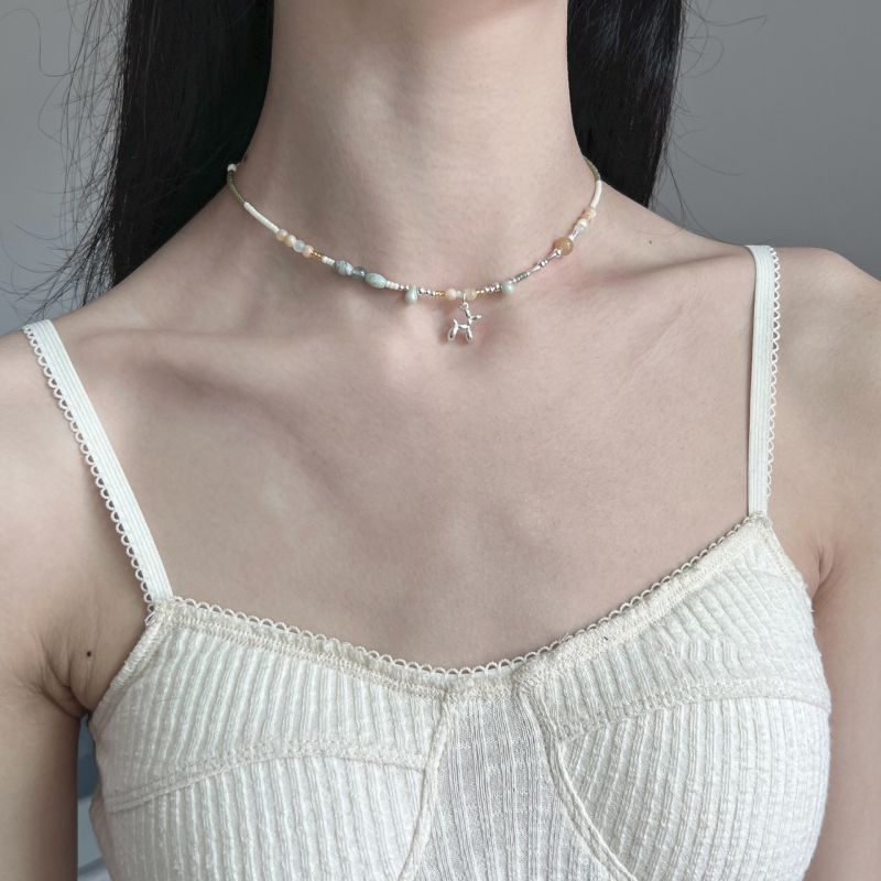 Collar De Perro Con Globo Con Cuentas Geométricas De Cobre