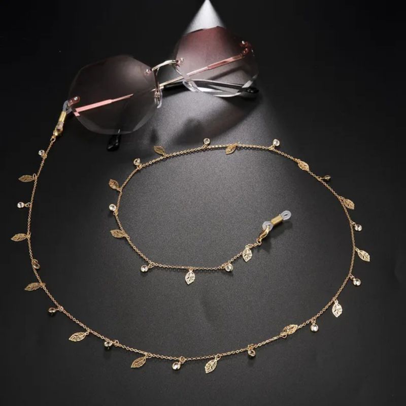 Cadena De Gafas De Hoja Geométrica De Cobre