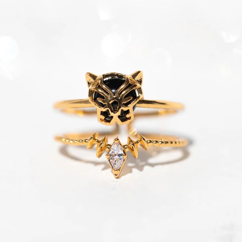 Conjunto De Anillos De Leopardo De Cobre Y Diamantes