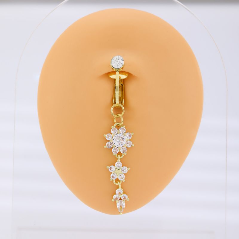 Clavo Piercing Del Ombligo Con Flor De Diamante De Cobre