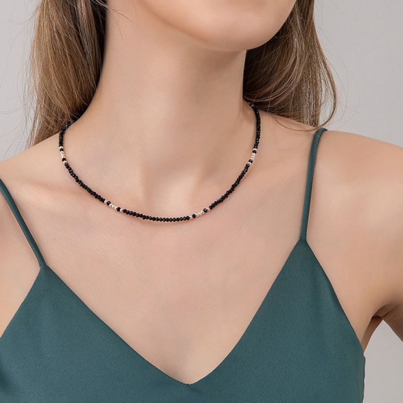Collar De Cuentas De Cristal Negro