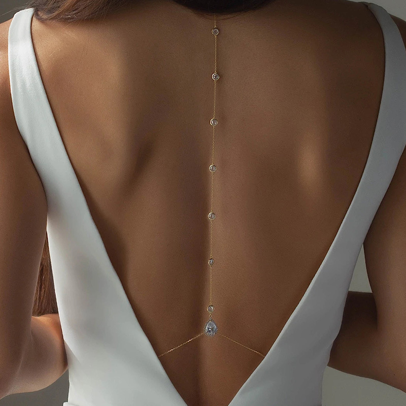 Fashion Gold Metal Diamond Teardrop Body Chain