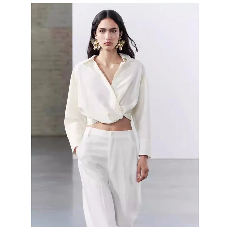 Camisa Con Solapa Tejida