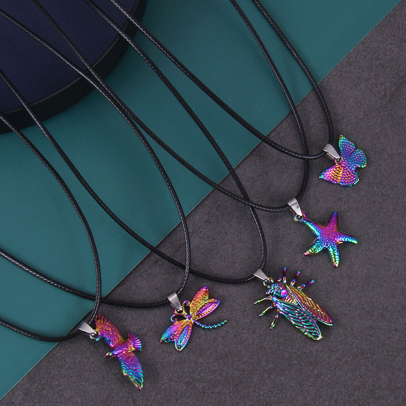 Fashion Colorful Starfish Alloy Geometric Starfish Men's Necklace