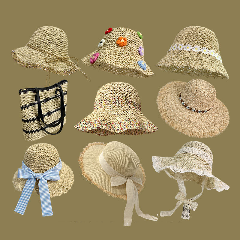 Fashion French Style Ribbon Straw Hat Straw Wide Brim Sun Hat