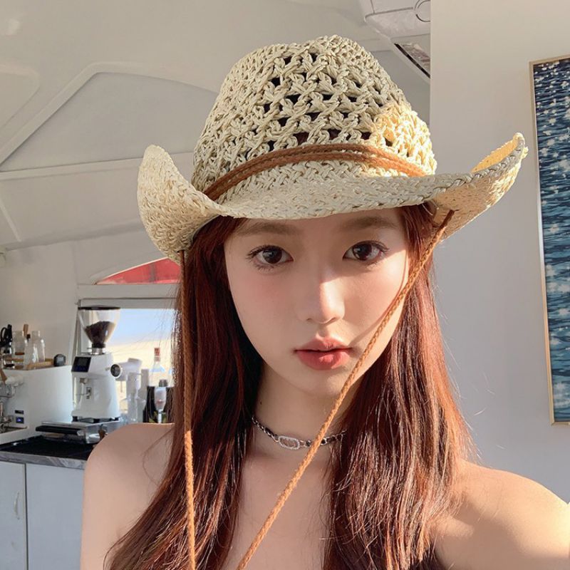 Fashion Khaki Straw Wide Brim Sun Hat