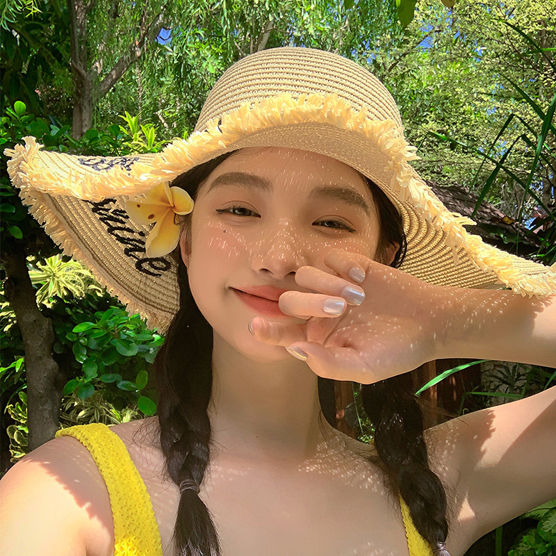 Fashion Khaki Straw Wide Brim Sun Hat