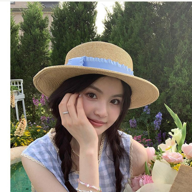 Fashion Black Straw Wide Brim Sun Hat