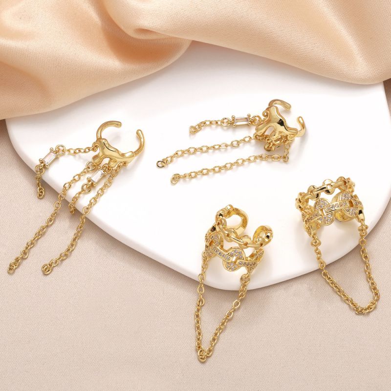 Fashion A Copper Plated Gold Diamond Geometric Clip Earrings