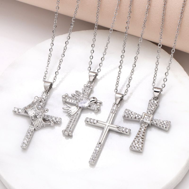 Fashion A Copper Diamond Cross Necklace