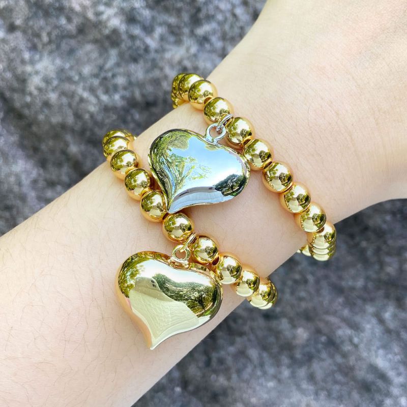 Fashion Gold Copper Gold-plated Beaded Heart Bracelet