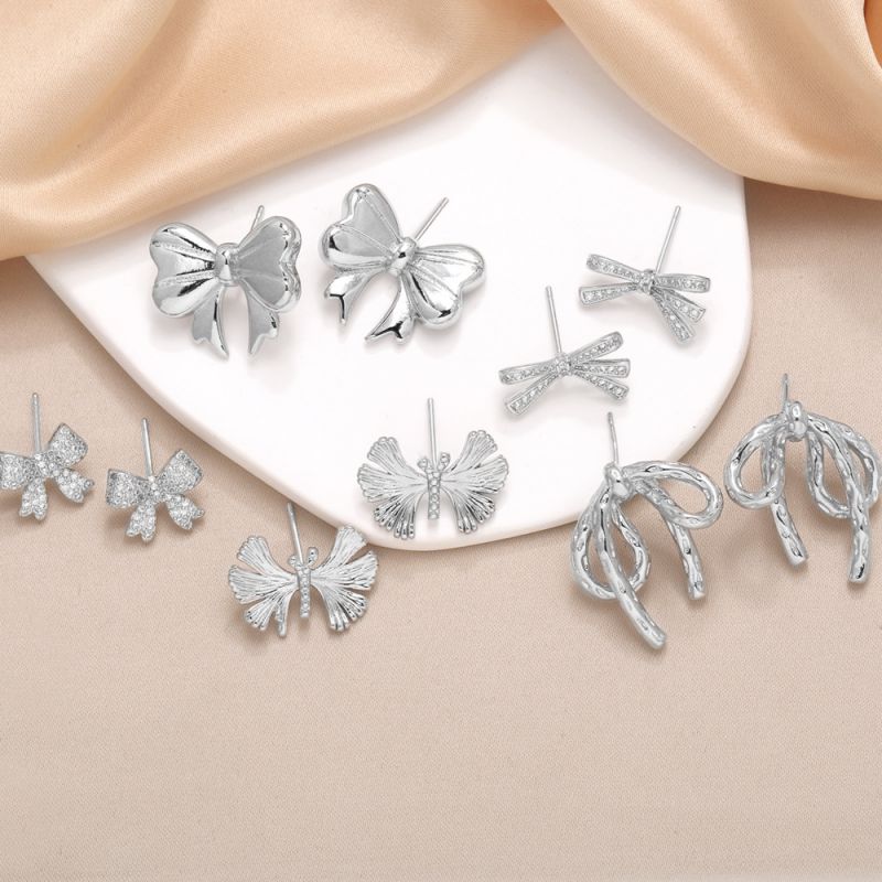 Fashion A Copper Diamond Geometric Bow Earrings
