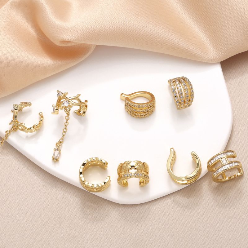 Fashion A Copper Plated Gold Diamond Geometric Ear Clip