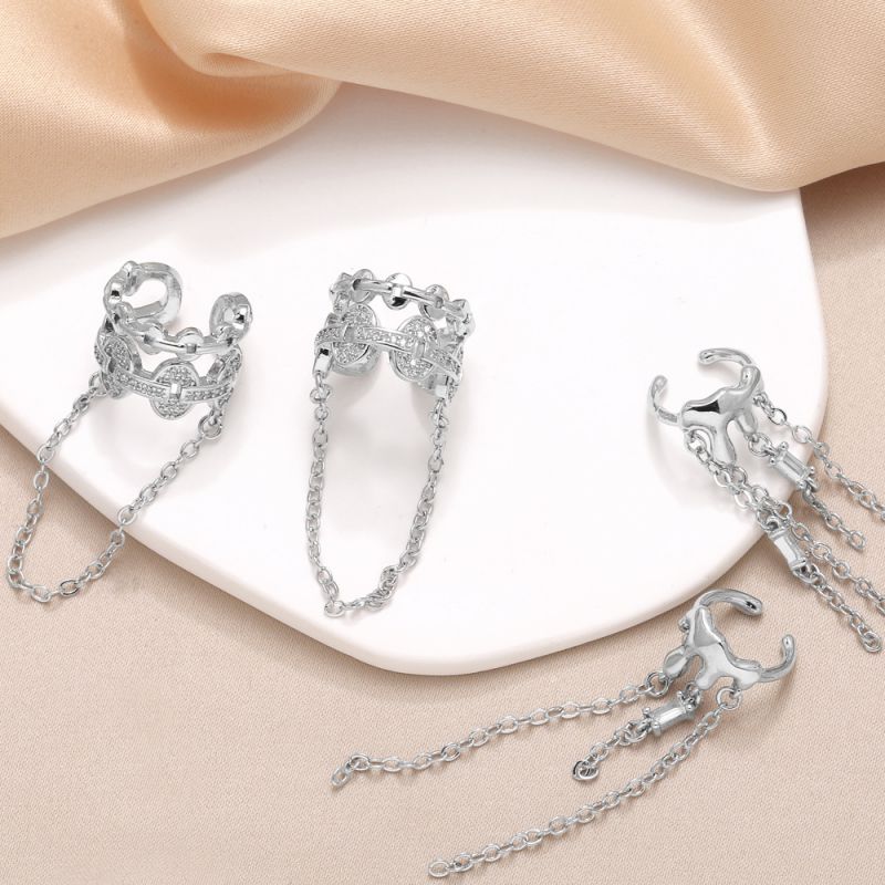 Fashion A Copper Diamond Chain Earrings