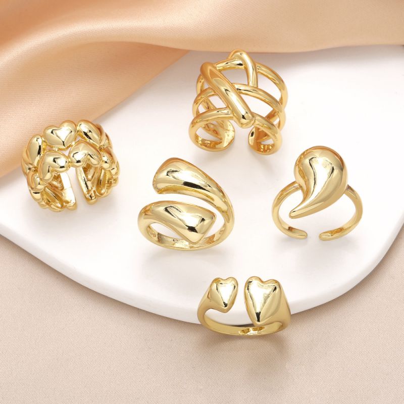 Fashion D Polished Copper Geometric Ring