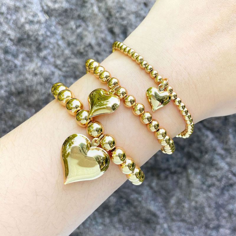 Fashion A Copper Gold-plated Beaded Heart Bracelet