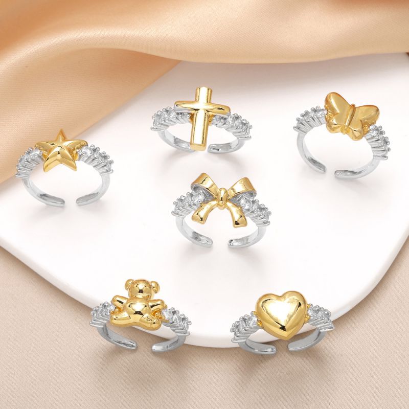 Fashion B Gold-plated Copper Star Open Ring