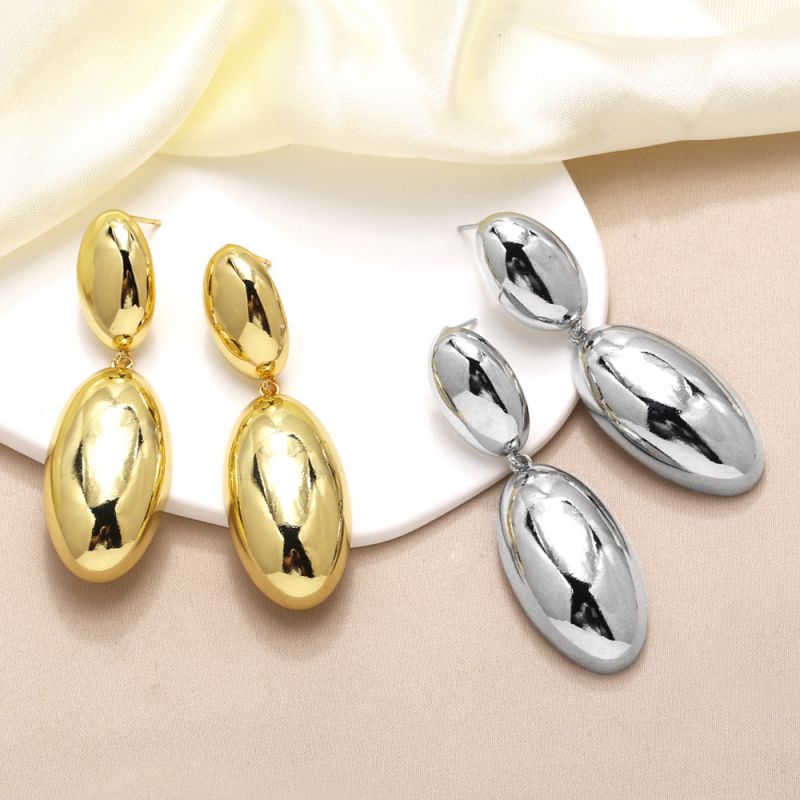 Fashion Gold Copper Geometric Polished Earrings