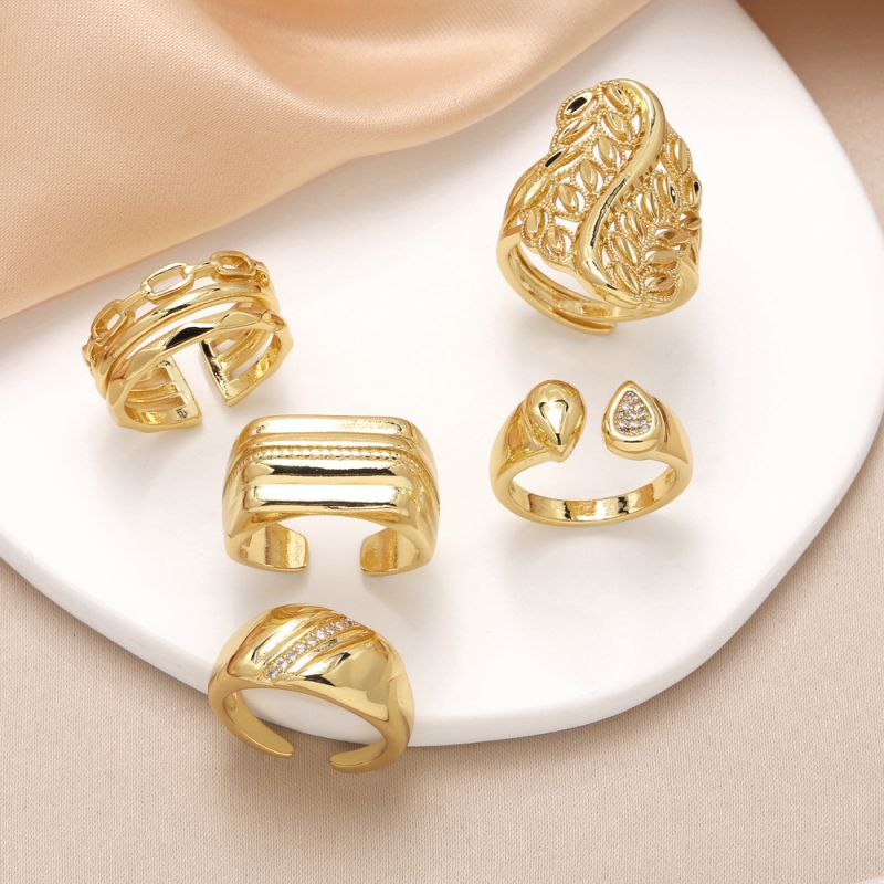 Fashion A Copper Geometric Leaf Open Ring