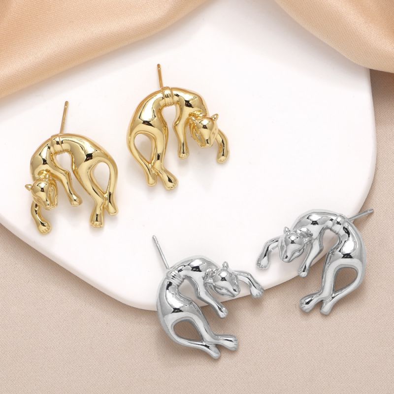 Fashion Gold Gold-plated Copper Polished Lava Earrings