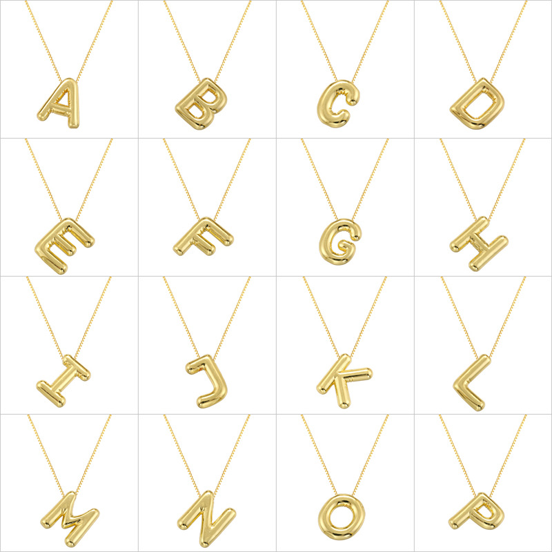 Collar Geométrico De Cobre De 26 Letras.