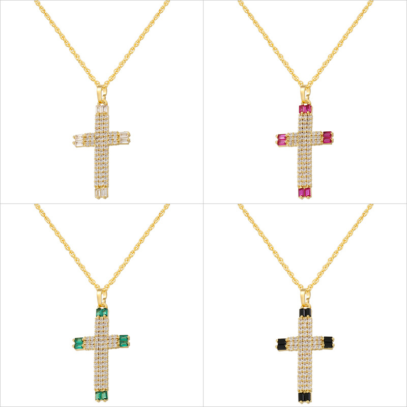 Collar De Cruz De Diamantes De Cobre