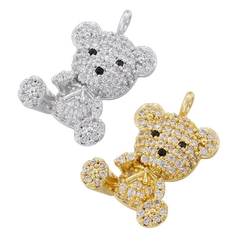 Colgante De Oso De Circonio Con Incrustaciones De Cobre