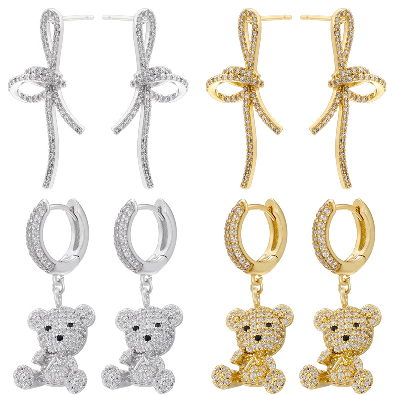 Pendientes De Lazo De Diamantes De Cobre