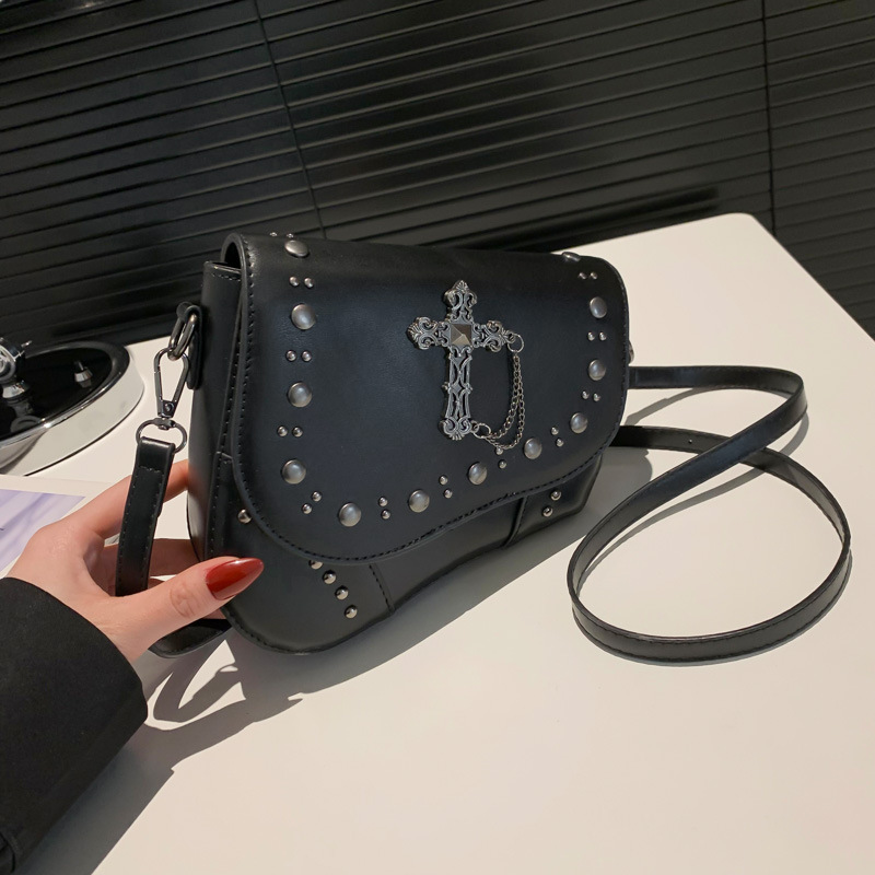 Fashion Black Skull Pu Skull Flap Crossbody Bag