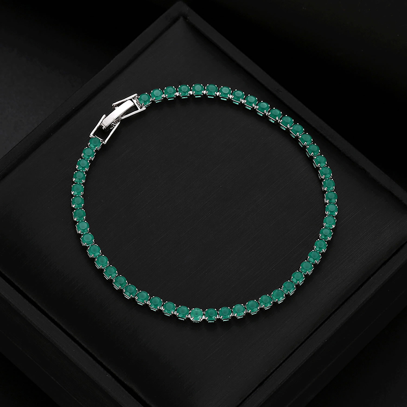 Fashion 3.0 Platinum Rose Red 17cm Copper Inlaid Round Zirconium Bracelet