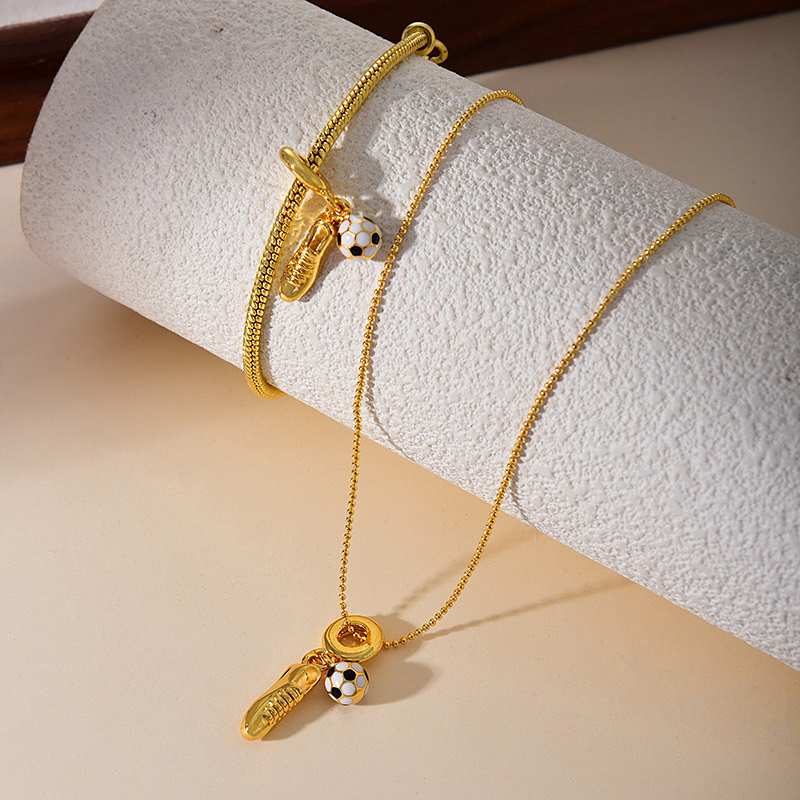 Collar De Cuentas De Cobre Con Colgante De Zapato De Fútbol Que Gotea Aceite