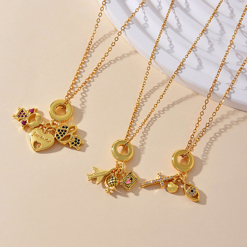 Collar Con Colgante De Amor De Niño Y Niña De Circonio Con Incrustaciones De Acero De Titanio