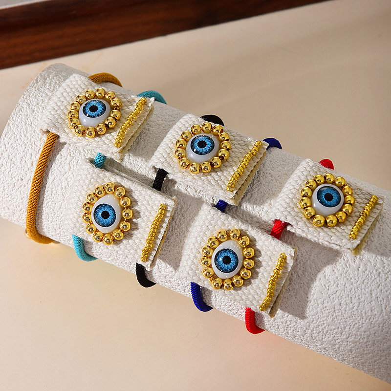 Pulsera Trenzada De Ojo De Cuentas De Cobre De Tela Cuadrada