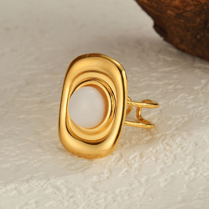 Anillo Abierto Geométrico De Acero Inoxidable
