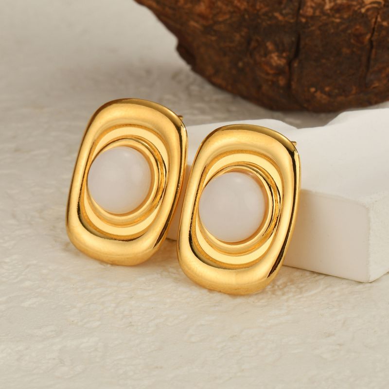 Pendientes Cuadrados Geométricos De Acero Inoxidable