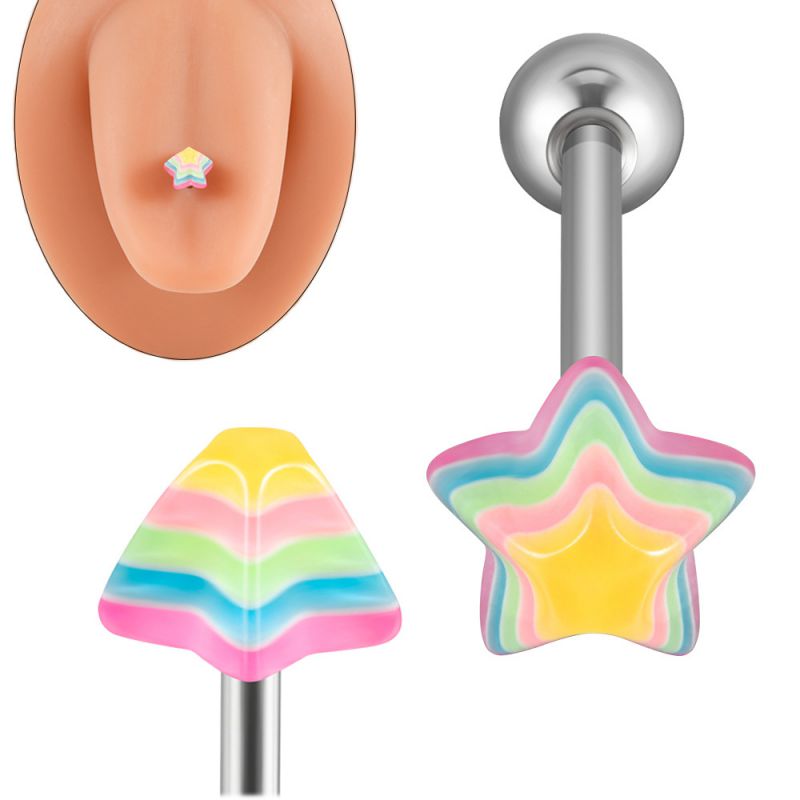 Piercing Lengua Estrella De Cinco Puntas De Acero