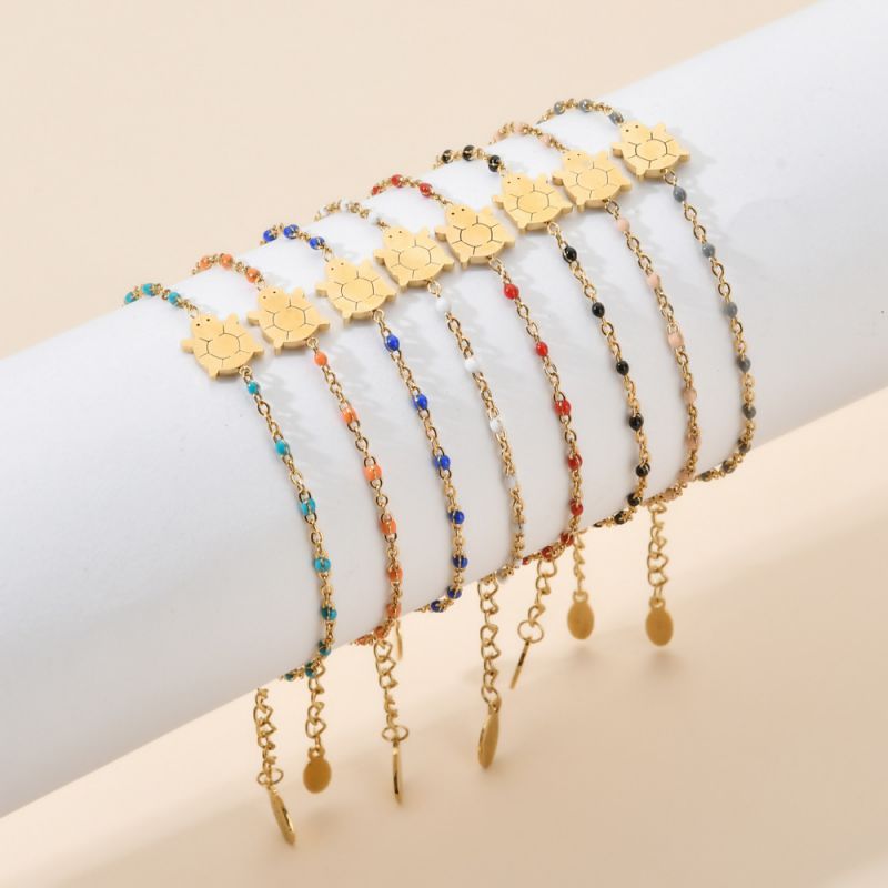 Pulsera De Cuentas De Arroz De Tortuga De Acero Inoxidable