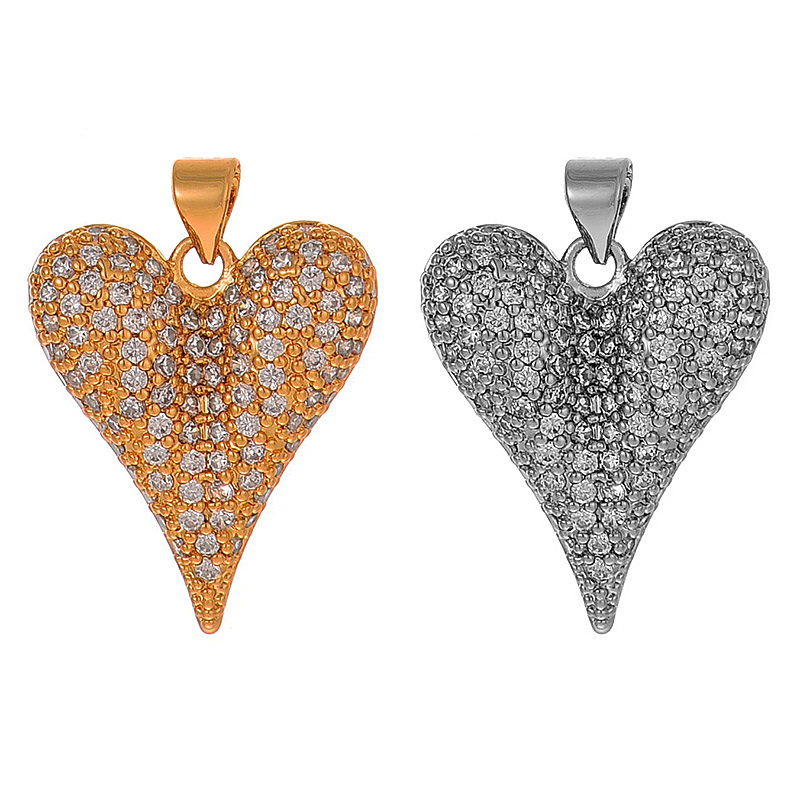 Accesorios Colgantes De Corazón De Circonio Con Incrustaciones De Cobre