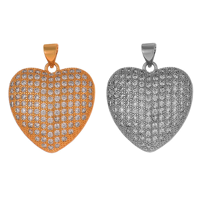 Accesorios Colgantes De Corazón De Circonio Con Incrustaciones De Cobre
