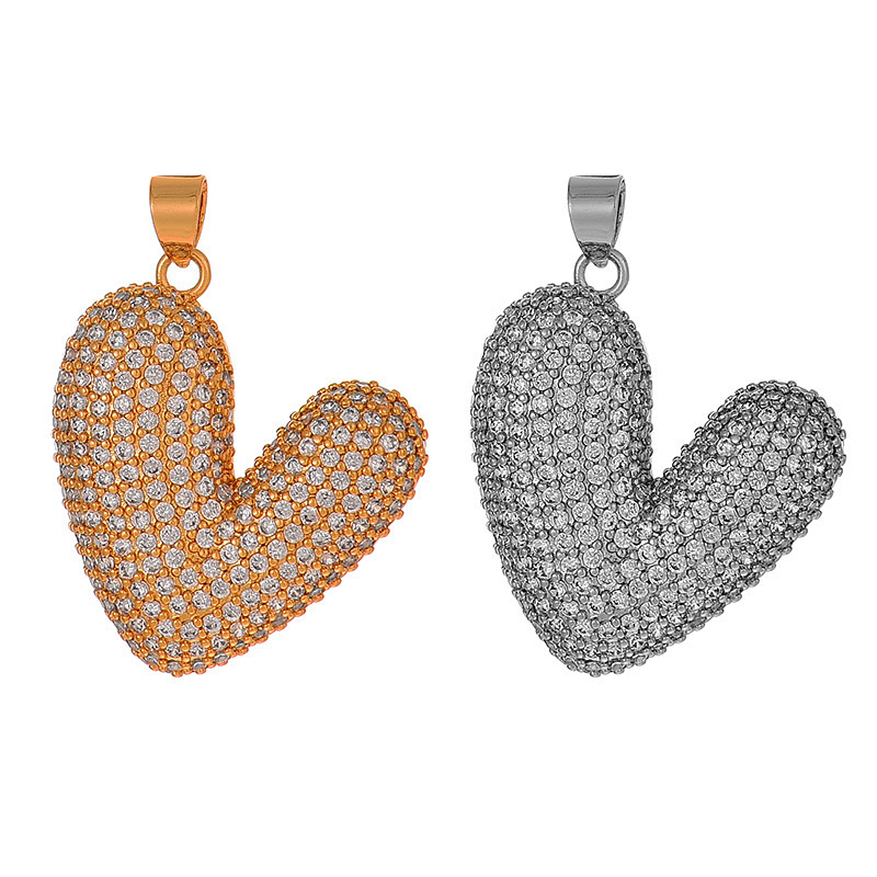 Accesorios Colgantes De Corazón De Circonio Con Incrustaciones De Cobre