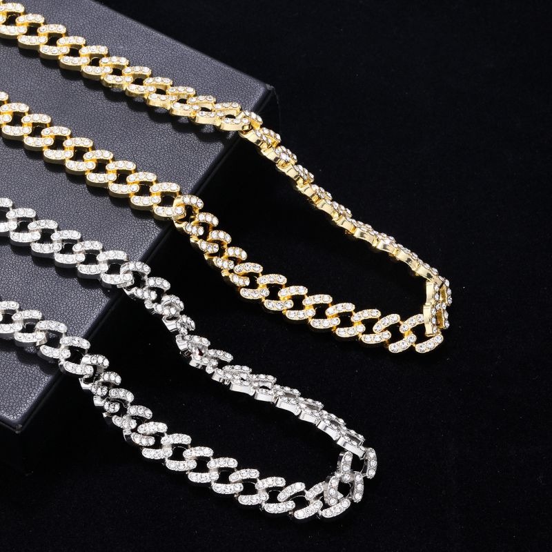 Fashion White K White Diamond + 60*1.0cm Alloy Diamond Chain Necklace For Men