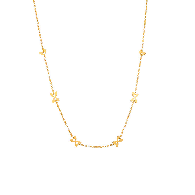 Fashion Gold Stainless Steel Butterfly Necklace