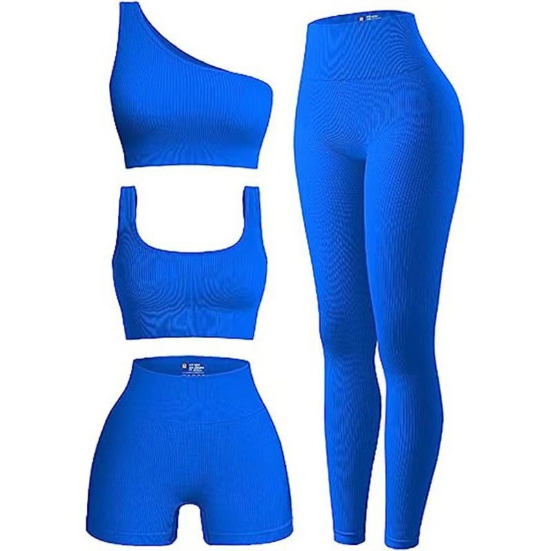Conjunto De Yoga Con Pantalones Cortos Y Chaleco Roscado Mezclado