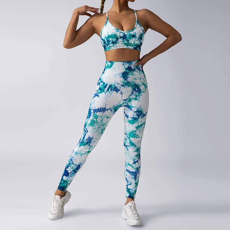 Traje De Yoga Con Pantalones De Chaleco Estampados De Nailon