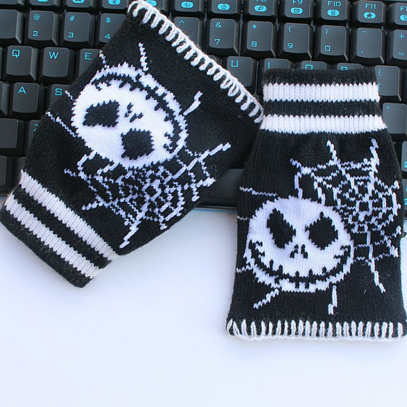 Guantes De Medio Dedo De Algodón Estampado